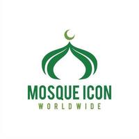 moskee logo pictogrammalplaatje, groene islamitische moskee icoon vector