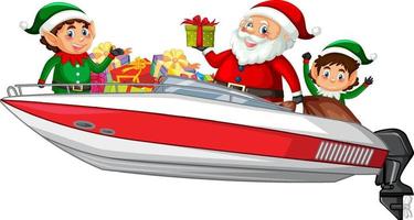 levering kerstcadeau op speedboot vector