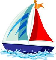 geïsoleerde zeilboot op het water in cartoonstijl vector