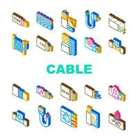 kabel draad elektrisch systeem pictogrammen instellen vector