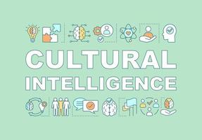 culturele intelligentie woord concepten banner. maatschappelijk verantwoord ondernemen. kernwaarden. geïsoleerde belettering typografie idee met lineaire pictogrammen. creatief denken. hr vaardigheid. vector overzicht illustratie