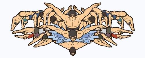 groep zwemmer zwemmen sport actie vector