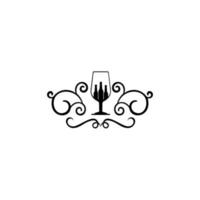 wijn pictogram symbool, embleem ontwerp op witte achtergrond vector
