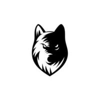 wolf hoofd logo vector geïsoleerd op wit, wolf hoofd pictogram voor mascotte merk, label voor jacht, bedrijf of organisatie. vector illustratie