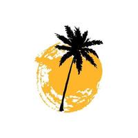 handgetekende palmboom. cirkel zomer ontwerp. vector illustratie