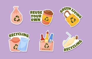 stickerset voor het recyclen van huishoudelijke artikelen vector