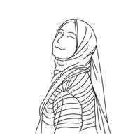 vrouw hijab mode moslim lijntekeningen vector