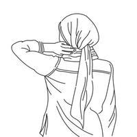 vrouw hijab mode moslim lijntekeningen vector