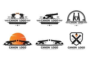kanon logo vector icoon, leger oorlogswapen, bom, explosief, koninklijke wacht, retro vintage