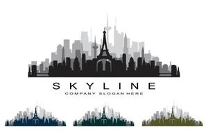 skyline van de stad, wolkenkrabber voor stedelijk onroerend goed gebouw logo ontwerp vector