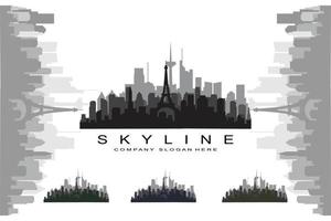 skyline van de stad, wolkenkrabber voor stedelijk onroerend goed gebouw logo ontwerp vector