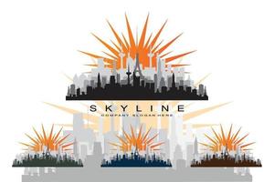 skyline van de stad, wolkenkrabber voor stedelijk onroerend goed gebouw logo ontwerp vector