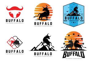 stier dier logo ontwerp, buffel hoofd illustratie vector