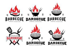 barbecue logo ontwerp, rosbief illustratie, grill icoon vector