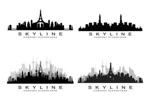 skyline van de stad, wolkenkrabber voor stedelijk onroerend goed gebouw logo ontwerp vector