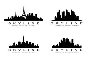 skyline van de stad, wolkenkrabber voor stedelijk onroerend goed gebouw logo ontwerp vector