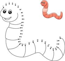 Van punt naar punt worm kleurplaat voor kinderen vector