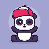 schattige panda gebruik een hoofdillustratie vector