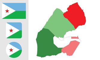 kaart en vlag van djibouti vector