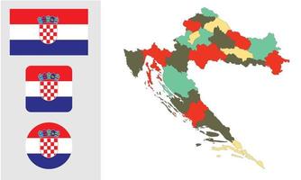 kaart en vlag van kroatië vector