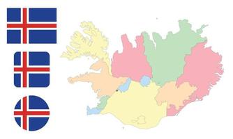kaart en vlag van ijsland vector