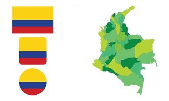 kaart en vlag van colombia vector