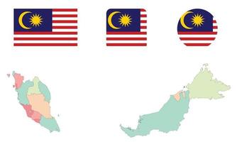 kaart en vlag van Maleisië vector