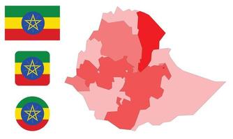 kaart en vlag van ethiopië vector
