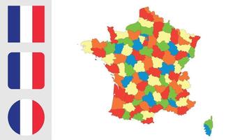 kaart en vlag van de Franse departementen