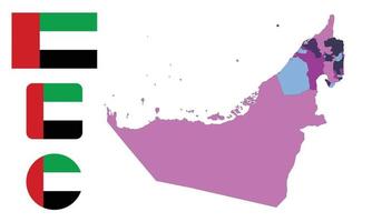 kaart en vlag van verenigde arabische emiraten vector