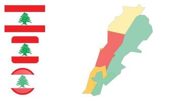 kaart en vlag van libanon vector