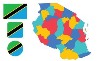 kaart en vlag van Tanzania vector