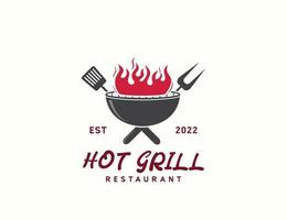 hete grill logo ontwerp vector
