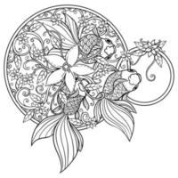 goudvissen zwemmen. zentangle gestileerde cartoon geïsoleerd op een witte achtergrond. hand getrokken schets illustratie voor volwassen kleurboek, t-shirt embleem, logo of tatoeage, zentangle designelementen. vector