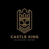 luxe kasteel koning logo vector ontwerpsjabloon