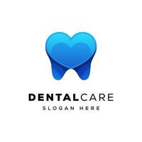 tandheelkundige kliniek vector logo tand icoon met haard, liefde, geïsoleerde vector