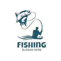 vintage visserij logo ontwerp sjabloon illustratie. sportvissen logo vector