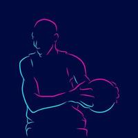 basketbal speler lijn popart potrait logo kleurrijk ontwerp met donkere achtergrond. abstracte vectorillustratie. geïsoleerde zwarte achtergrond voor t-shirt, poster, kleding, merch, kleding, badgeontwerp vector