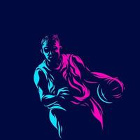 basketbal speler lijn popart potrait logo kleurrijk ontwerp met donkere achtergrond. abstracte vectorillustratie. geïsoleerde zwarte achtergrond voor t-shirt, poster, kleding, merch, kleding, badgeontwerp vector