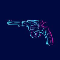 geweer revolver. vintage pistool pistool lijn. popart-logo. kleurrijk ontwerp met donkere achtergrond. abstracte vectorillustratie. geïsoleerde zwarte achtergrond voor t-shirt, poster, kleding. vector