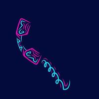 telefoon neon lijn popart potrait logo kleurrijk ontwerp met donkere achtergrond. abstracte vectorillustratie. donker minimalistisch behang vector