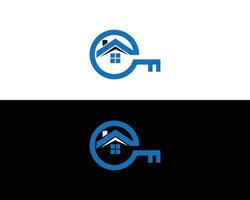 sleutel onroerend goed logo, sleutel en huis pictogram combinatie ontwerp sjabloon vectorillustratie. vector