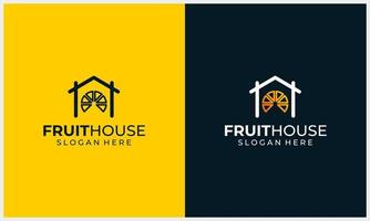 huis met fruit illustratie logo ontwerpsjabloon vector