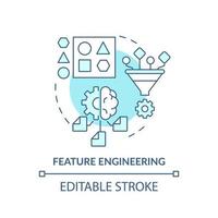 functie engineering turquoise concept icoon. probleemoplossende stap in machine learning abstracte idee dunne lijn illustratie. geïsoleerde overzichtstekening. bewerkbare streek. vector