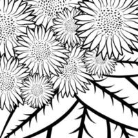 bloemen kleurboek paginasjabloon. overzichtsschets, contourtekening, grafische vectorillustratie geïsoleerd op een witte achtergrond. anti-stress activiteit. zonnebloem patroon. vector