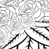 bloemen kleurboek paginasjabloon. overzichtsschets, contourtekening, grafische vectorillustratie geïsoleerd op een witte achtergrond. anti-stress activiteit. roze bloemenpatroon. vector