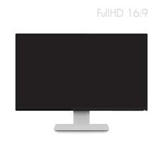 monitormodel, modern realistisch computerscherm met breedbeeld en dunne frames vector