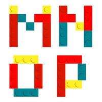 alfabet set gemaakt van speelgoed bouw baksteen blokken geïsoleerd op wit wordt geïsoleerd vector