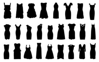 set van jurken silhouet geïsoleerd op een witte achtergrond vector