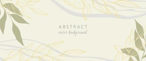 bruiloft uitnodiging abstracte achtergrond in boho stijl met gouden lijnen en botanische bladeren, organische vormen. abstracte kunst vector achtergrondontwerp voor bruiloft en vip voorbladsjabloon.